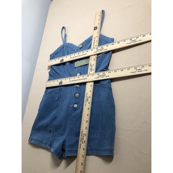 Iris Romper Jumper Size SM Shortalls Blue Sweetheart Neckline 2 Pockets Smoked - Picture 3 of 6